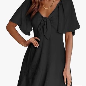 Elegant Bow Tied Mini Dress with Flutter sleeves